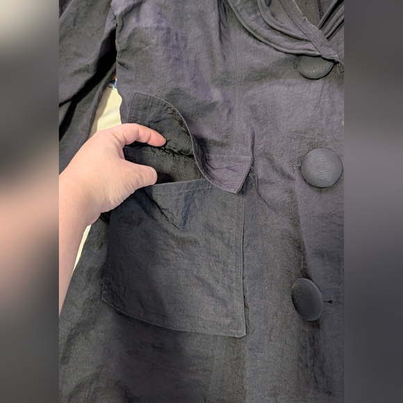 Vintage Design Today's Ruffled Wired Collar Rain Coat Jacket, Size L, USA Made - Picture 6 of 9
